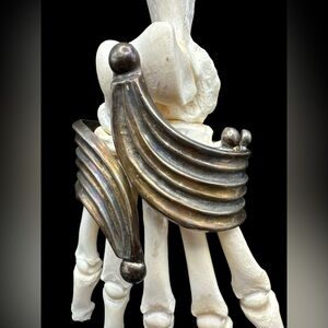 Vintage Sterling Silver Taxco Swirl Clamper Bracelet 48 grams
